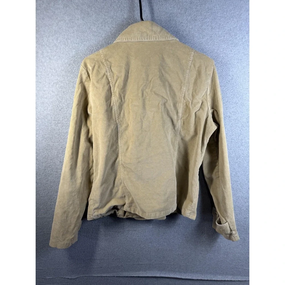 St Johns Bay Jacket‎ Womens Large Beige Corduroy Pea Coat Stretch Lined Button
